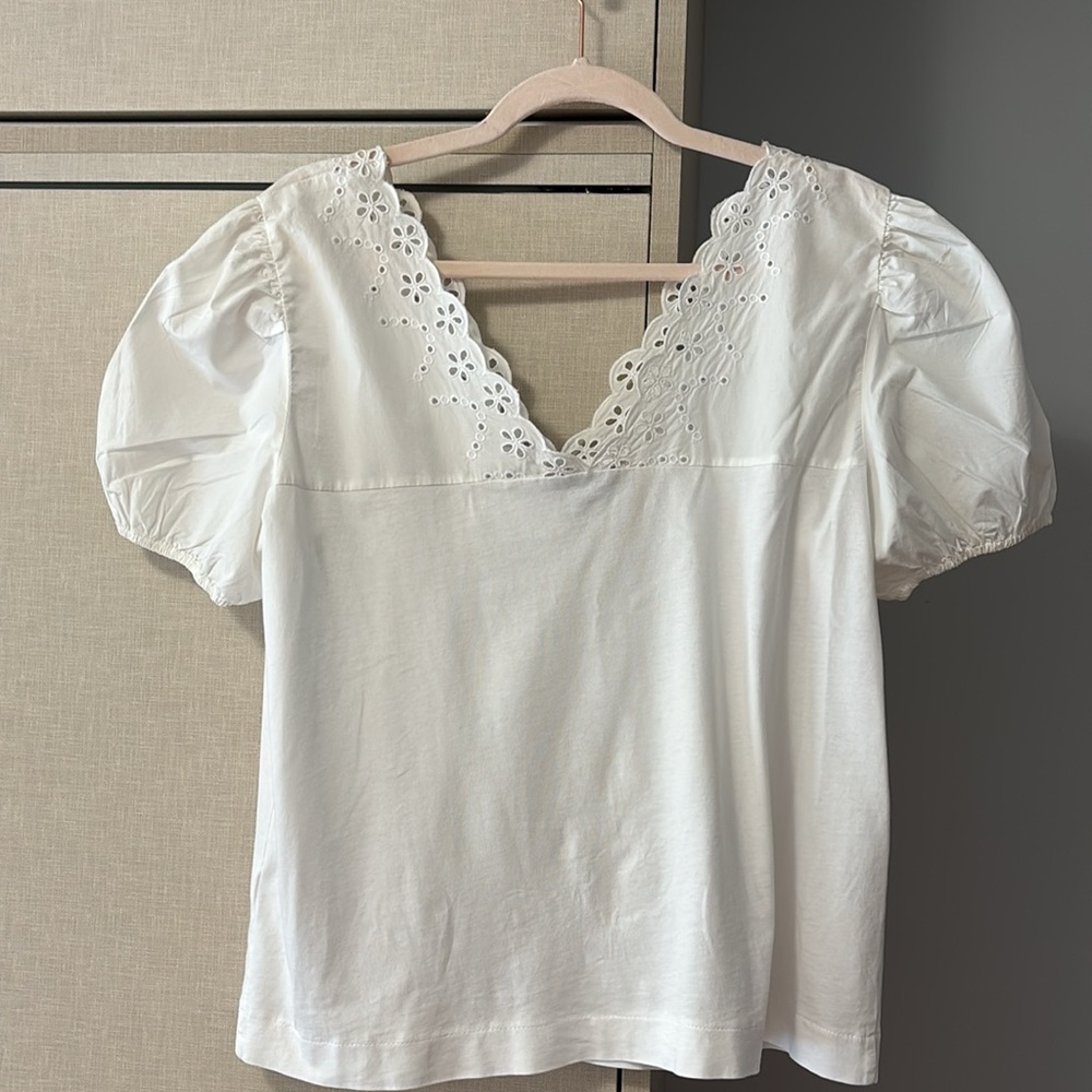 J. Crew size M White Eyelet Blouse - Picture 5 of 5